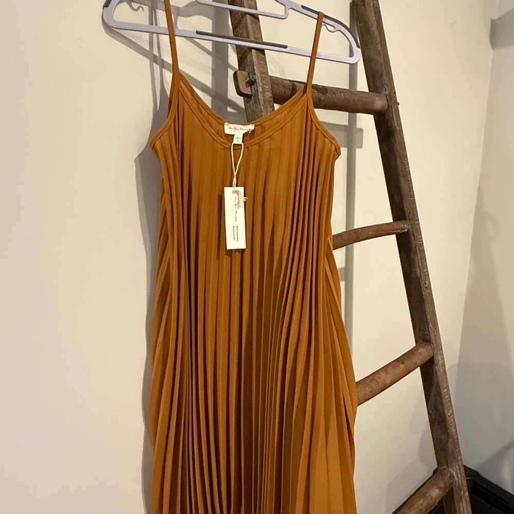 Pleated Autumn Yellow Dress